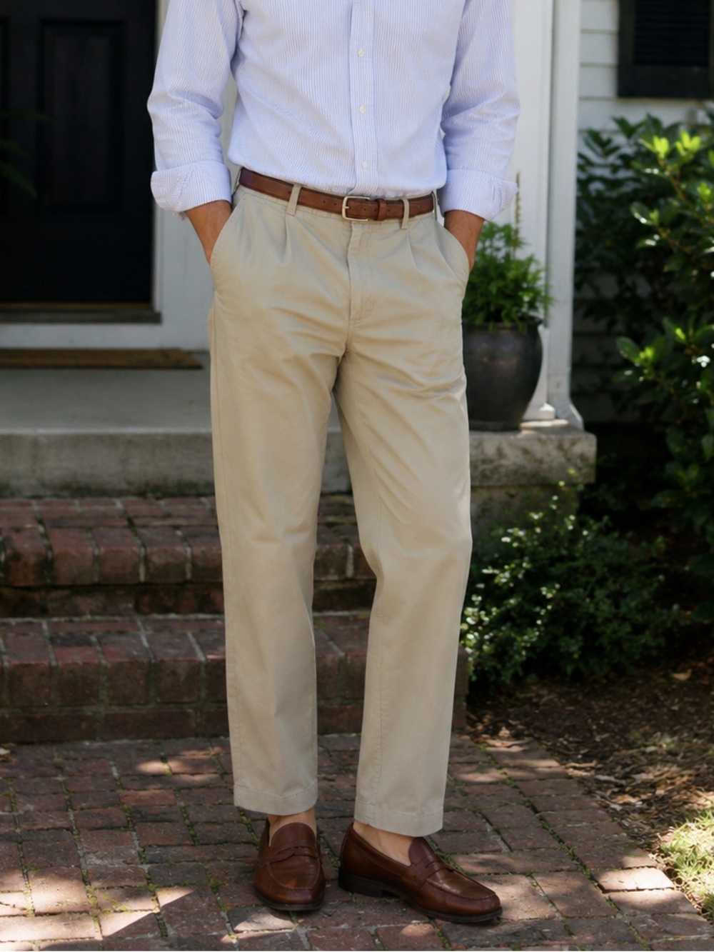 Brooks Brothers Chino Pants Men’s 36x30 Cotton Pleated Cuffed Dadcore